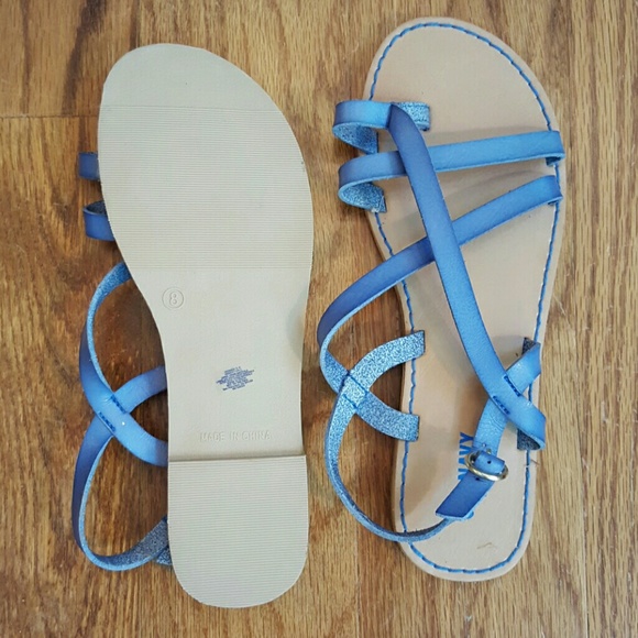 Strappy blue never worn sandals