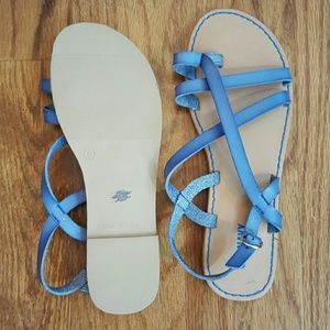 Strappy blue never worn sandals