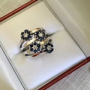 *FLASH SALE!*  14K W Gold Diamond & Sapphire Ring
