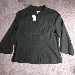 Christopher & Banks Olive Green Linen Jacket