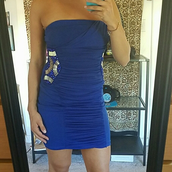 NWT Blue and silver gemed tube dress
