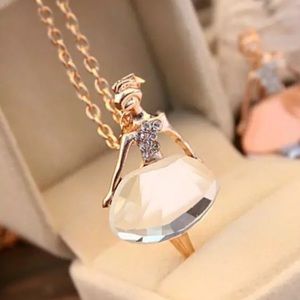 White Ballerina Pendant Necklace