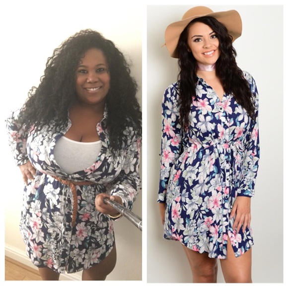 🍍Plus Size clothing Floral buttondown shirt dress