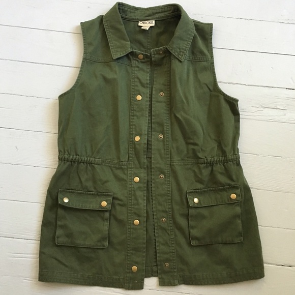 Olive utility vest