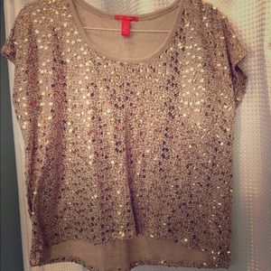 C&V Chelsea and Violet Rose Gold Sequined Blouse