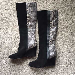 LOFT Wedge Faux snake skin boots