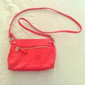 Small red fauxleather LizClaiborne crossbody purse