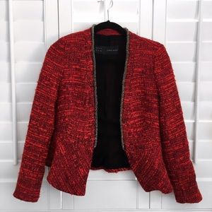 Zara Red Embellished Blazer