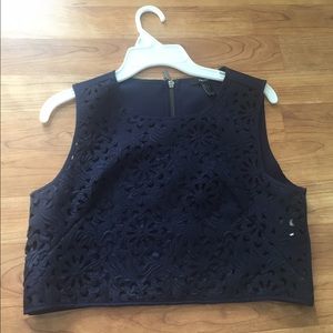 Navy lace crop top