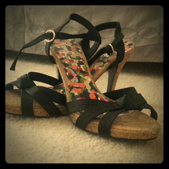 Black strapped heels