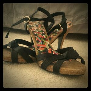 Black strapped heels