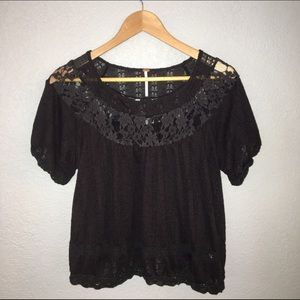 Free People Eyelet and Lace Boho Top