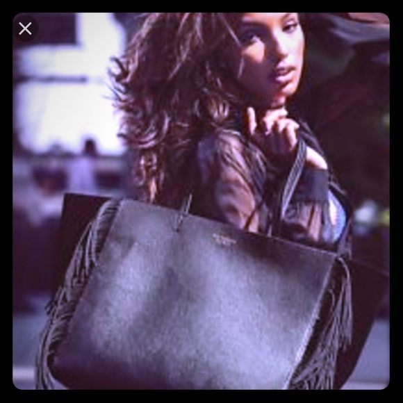 Black fringe tote