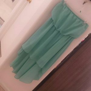 Teal strapless dress