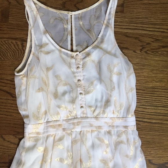 Anthropologie white and gold top size small