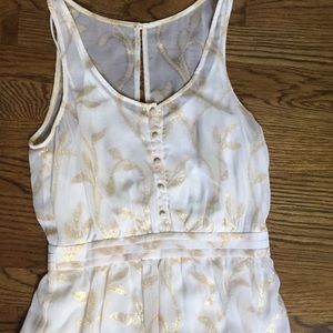 Anthropologie white and gold top size small