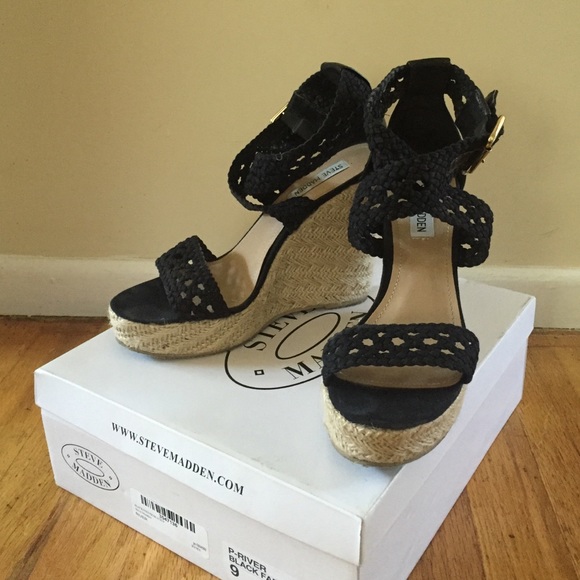 Steve Madden black "River" Espadrille wedges