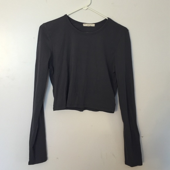 Dark Grey Truly Madly Deeply Long Sleeve Crop Top - Picture 2 of 4