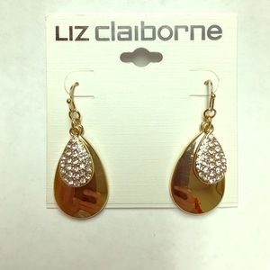 Gold and Rhinestone Drop Earrings
