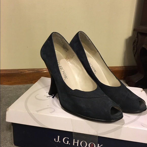 J.G. Hook Shoes Jg Hook Navy Blue Nubuck Heels Poshmark