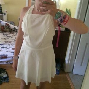 white high neck dress