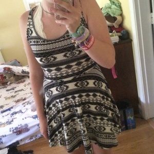 black and white Aztec patterned dress