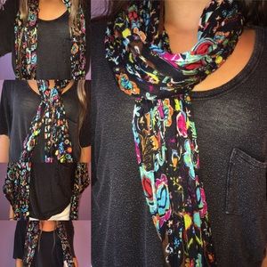 Black Multi- colored Scarf