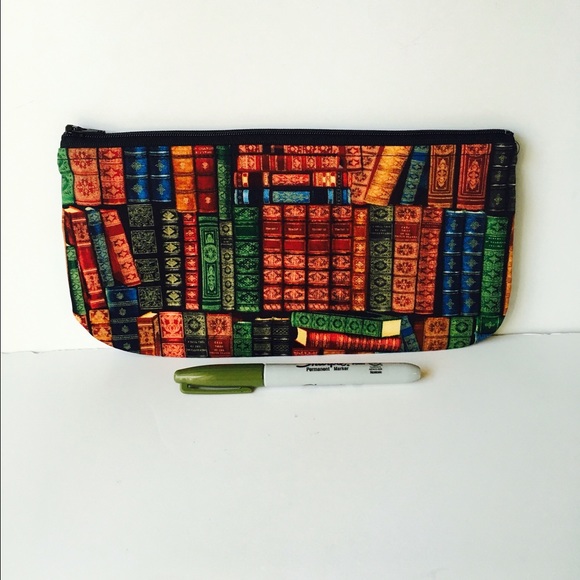Handbags - Book Library Print Pencil Pouch