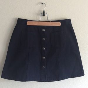 BDG Dark Wash Denim Button-front Skirt
