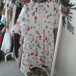 White dress with floral print