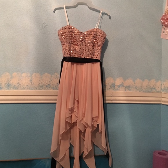 Blush Pink Spaghetti Strap Homecoming Dress