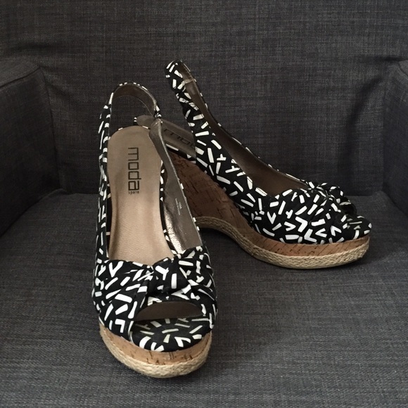 Moda black and white print wedges
