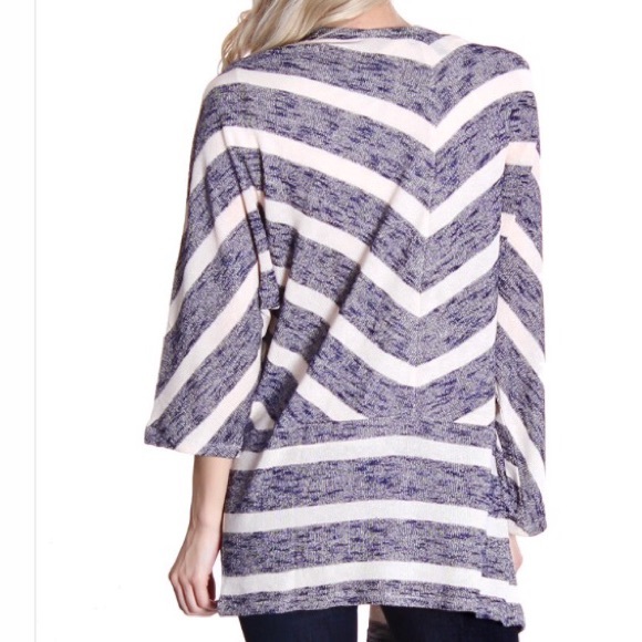 NWT Blue and Ivory stripes cardigan - Picture 2 of 2