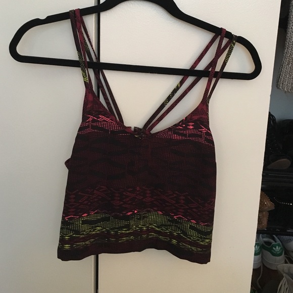 Colorful cropped zip up tank top