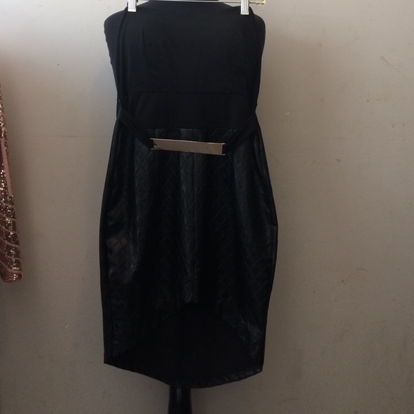 Leather Halter Evening Dress w/ Belt - Picture 3 of 3