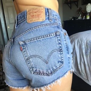 Vintage 505 Levis cut off Distressed denim shorts