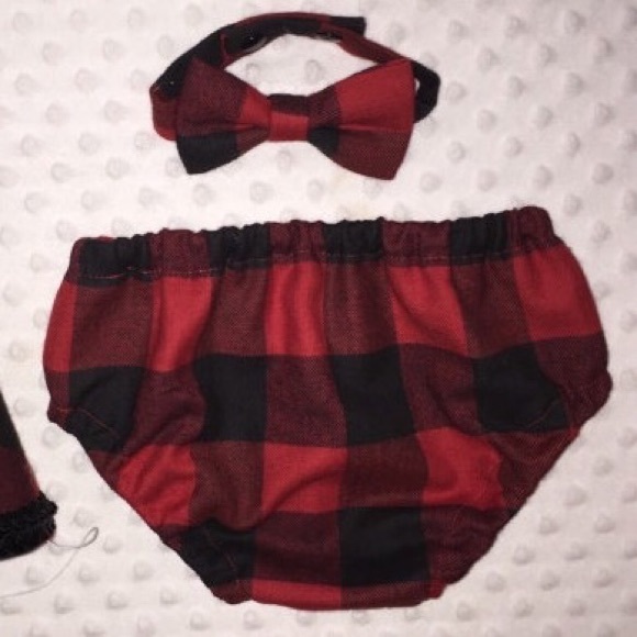Buffalo plaid diaper cover and bow tie *cake smash