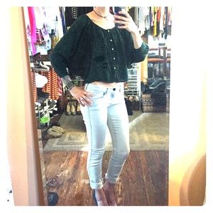 Polkadotted batwing crop top