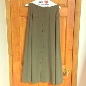 Army green button down skirt