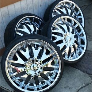 22" Velocity chrome set of four (4) Rims And Tires