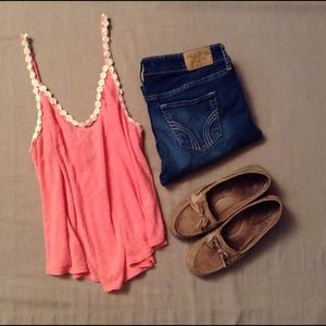 Semi sheer Coral Pink Sunflower Flowy Tank