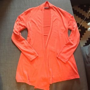 Long soft coral cardigan