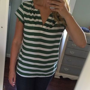 Ann Taylor Loft kelly green stripe blouse