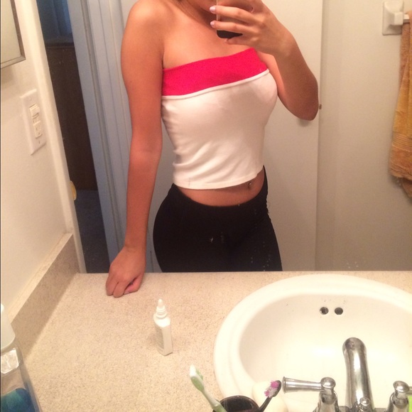 Favorite red/white strapless crop top!!