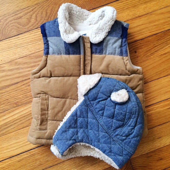 GAP Other - Baby Gap Sherpa/Chambray Trapper Hat, 6-12mo