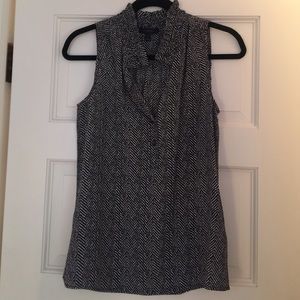 Jcrew sleeveless grey and black patterned blouse