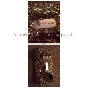 Victoria secret gold sparkles make up bag