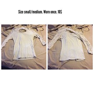 Brown long sleeve lace top