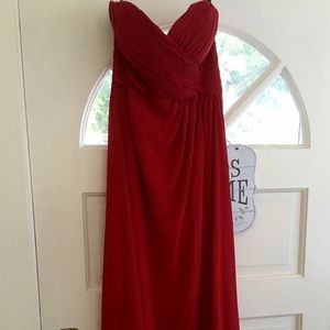 Bill Levkoff bridesmaid dress, cherry