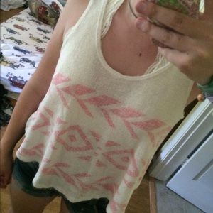 pink and white Aztec crop top